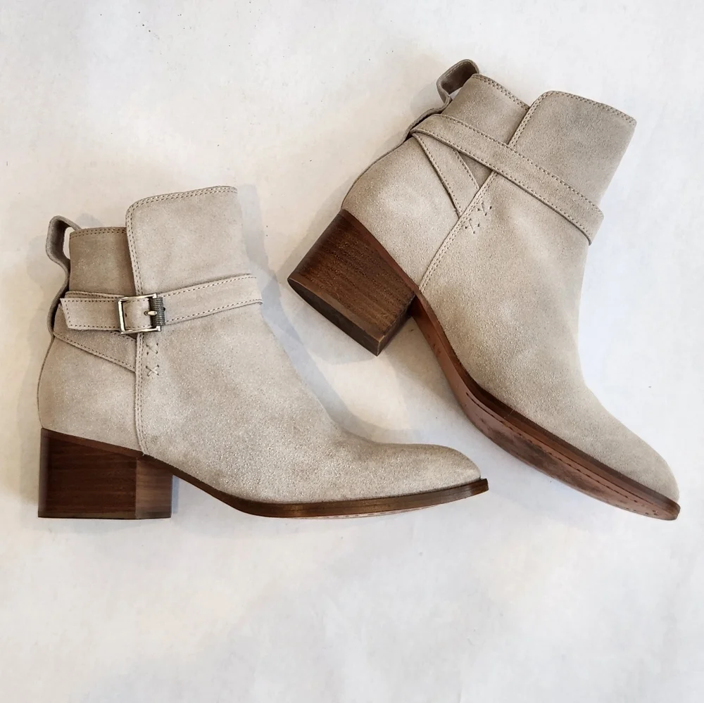 || RAG & BONE || Walker Buckle boot, ice gray  suede, heels, size 38